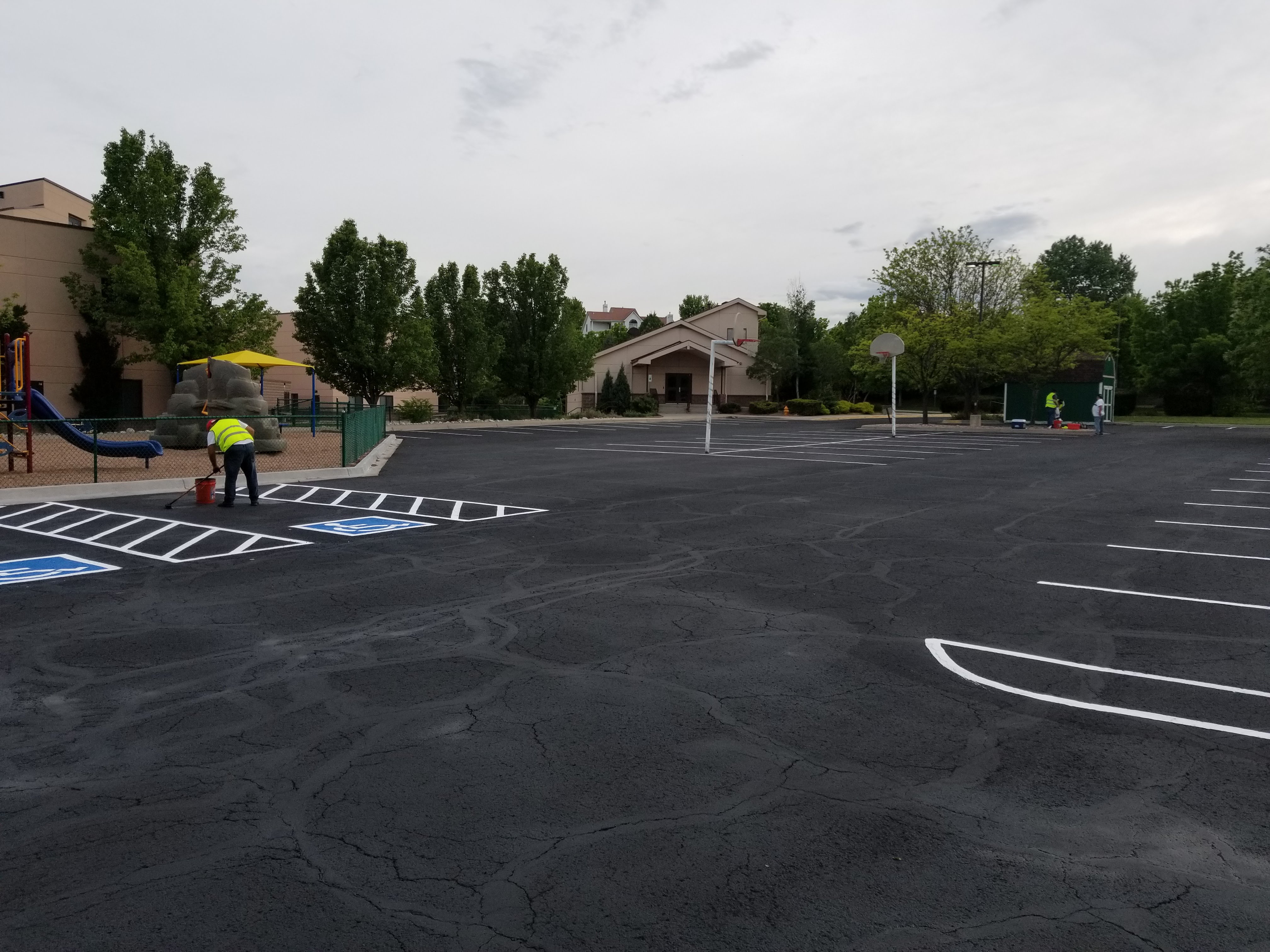 Commercial parking lot striping project 19 by Big Blu's in Colorado Springs
