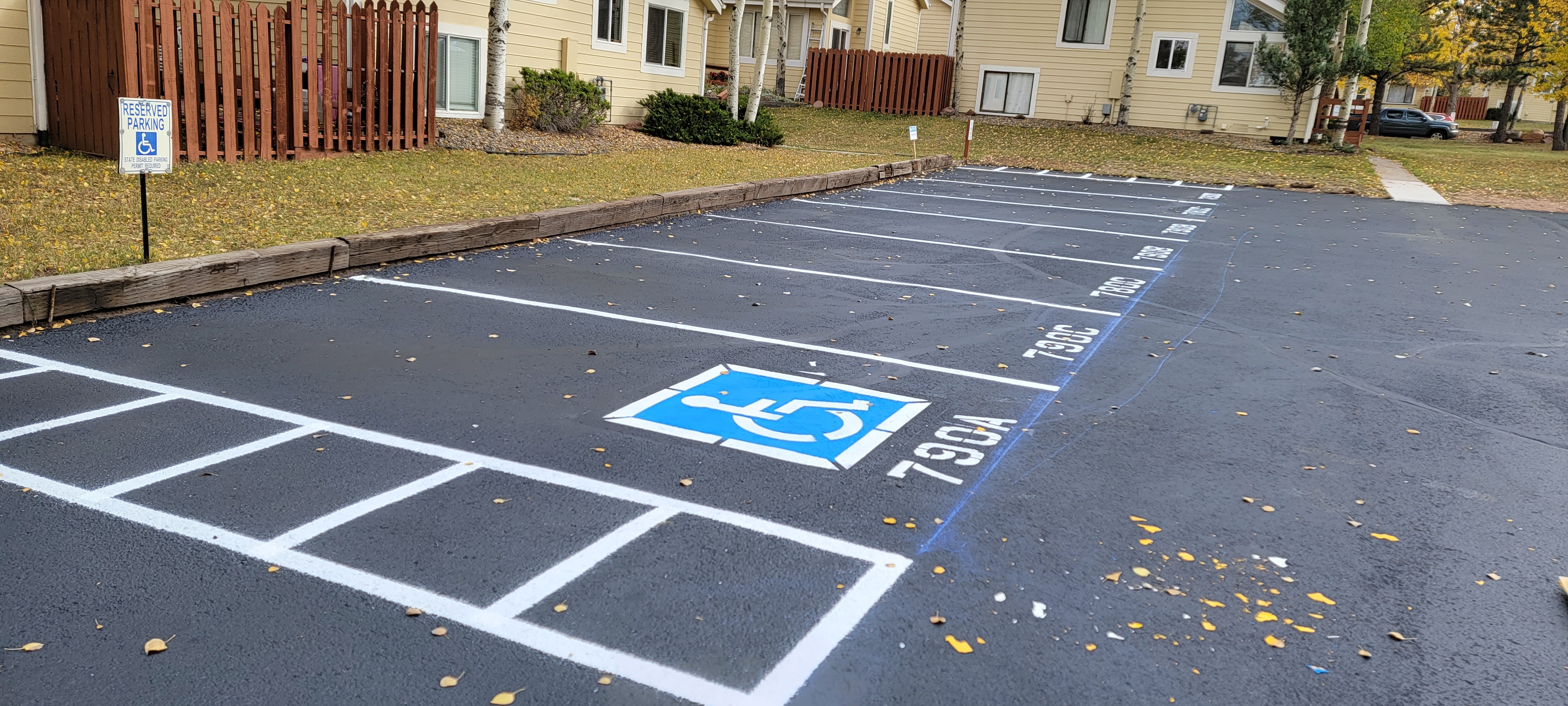 Commercial parking lot striping project 38 by Big Blu's in Colorado Springs
