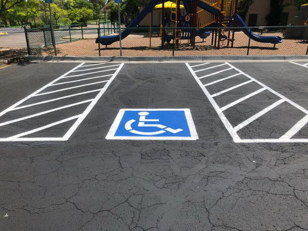 Commercial parking lot striping project 1 by Big Blu's in Colorado Springs