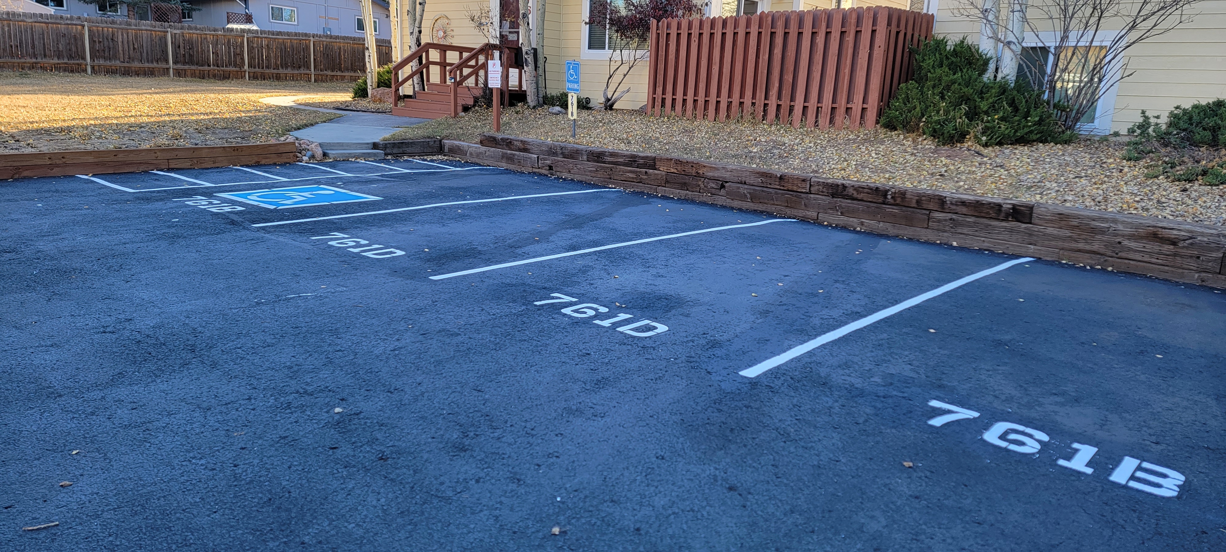 Commercial parking lot striping project 47 by Big Blu's in Colorado Springs