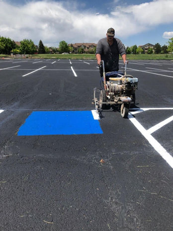 Commercial parking lot striping project 12 by Big Blu's in Colorado Springs