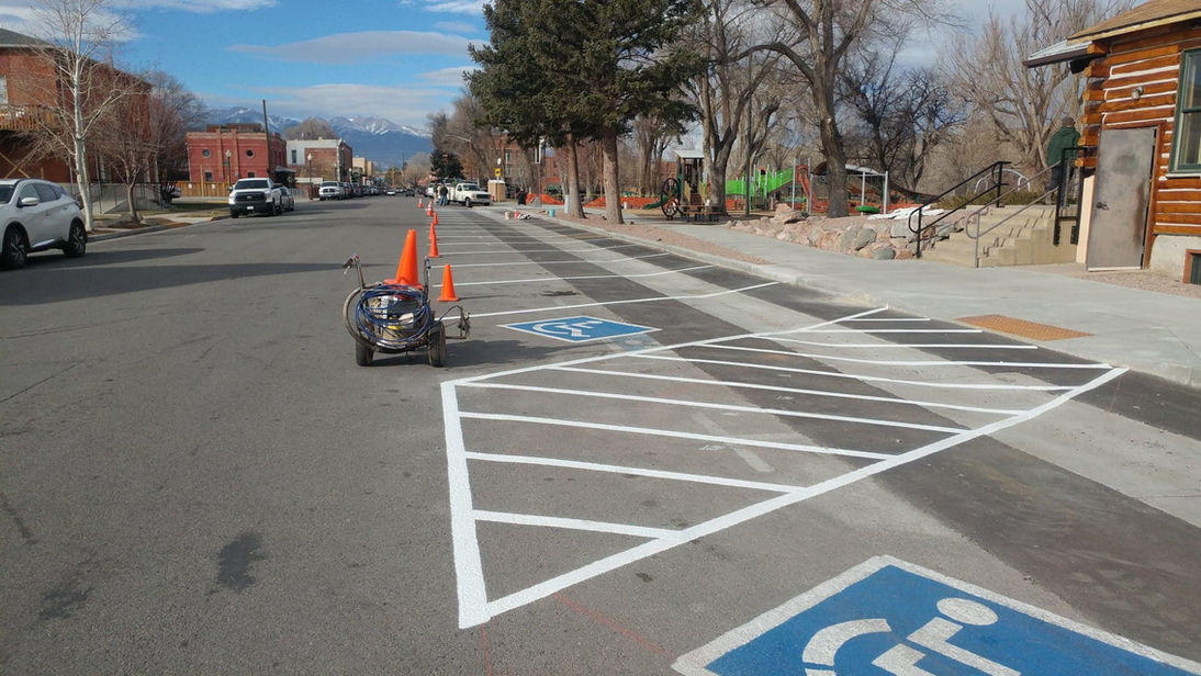 Commercial parking lot striping project 11 by Big Blu's in Colorado Springs
